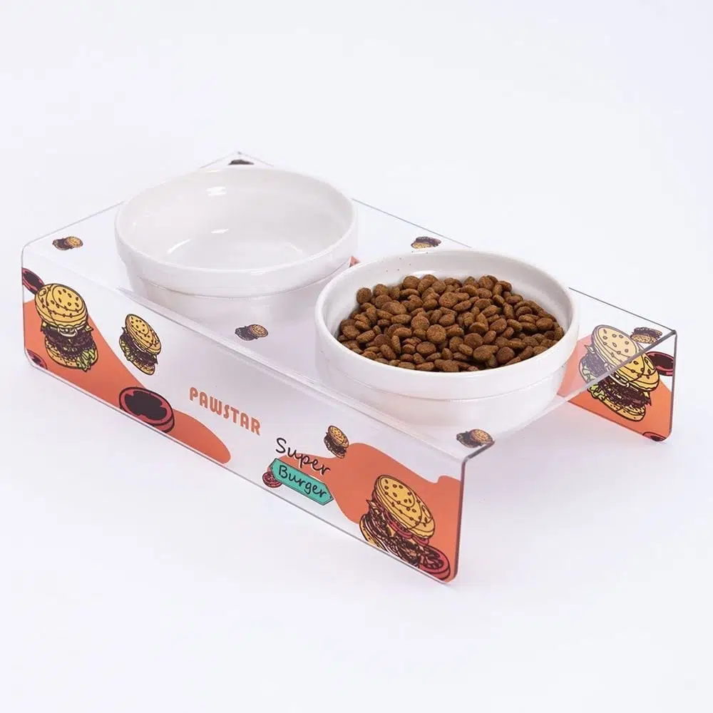 Pawstar Super Burger İkili Seramik Mama ve Su Kabı PMK020