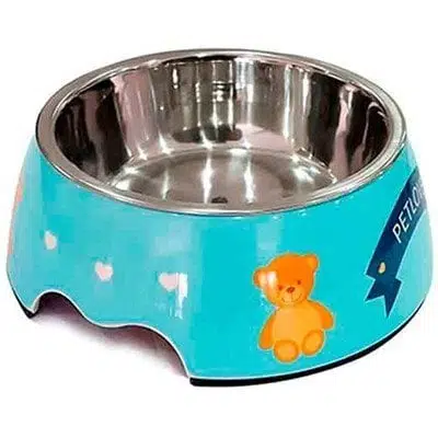 Petlove Ayıcık Desenli Çelik Kedi Köpek Mama Su Kabı 700ml