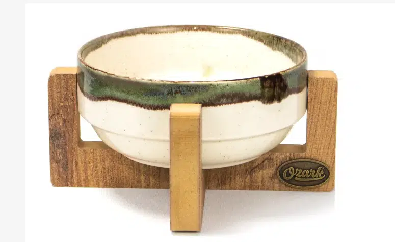 Petvoda Ahşap Seramik Mama Kabı Antik Yeşil