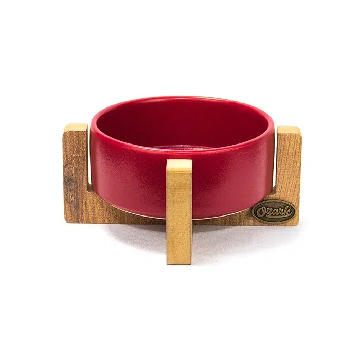 Petvoda Tekli Ahşap Sehpalı Seramik Mama Kabı Kırmızı Voda2926