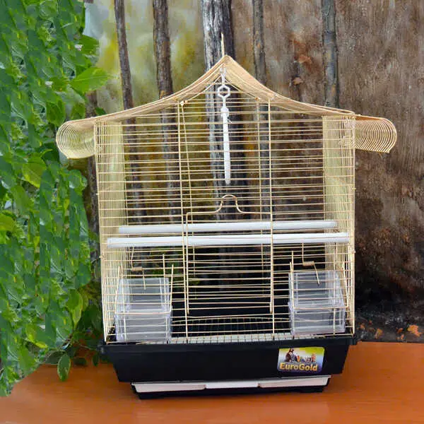 Pirinç Kuş Kafesi Üçgen Çatılı 62X41X33 cm