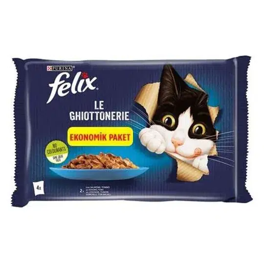 Felix Jöle İçinde Somonlu ve Ton Balıklı Yetişkin Kedi Konservesi 85gr 4'lü