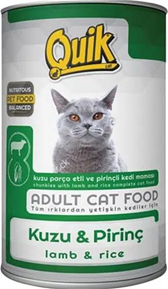 Quik Kuzu Etli ve Pirinçli Yetişkin Kedi Konservesi 415gr
