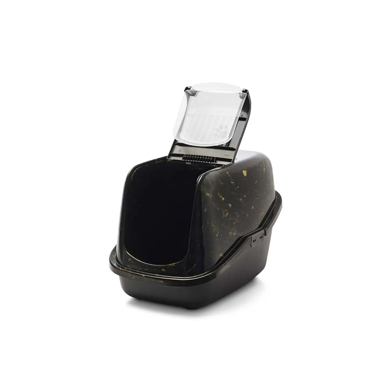 SAVIC NESTOR MERMER DESENLİ SİYAH-SARI KEDİ TUVALETİ A8100-MGBL