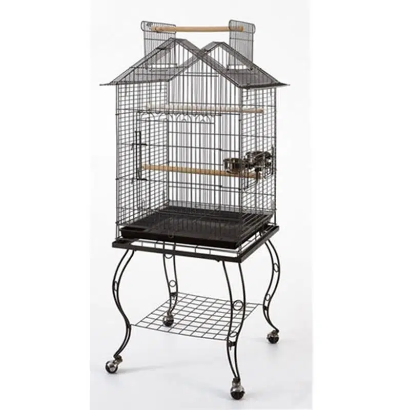 Sehpalı Papağan Kafesi Siyah Dövme 51x51x139
