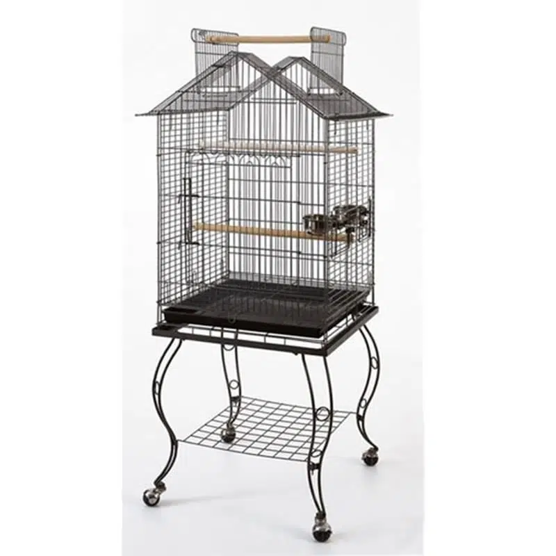 Sehpalı Papağan Kafesi Siyah Dövme Demir 51x51x140