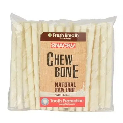 Snacky Sütlü Burgu Çubuk Köpek Çiğneme Kemiği 25 li