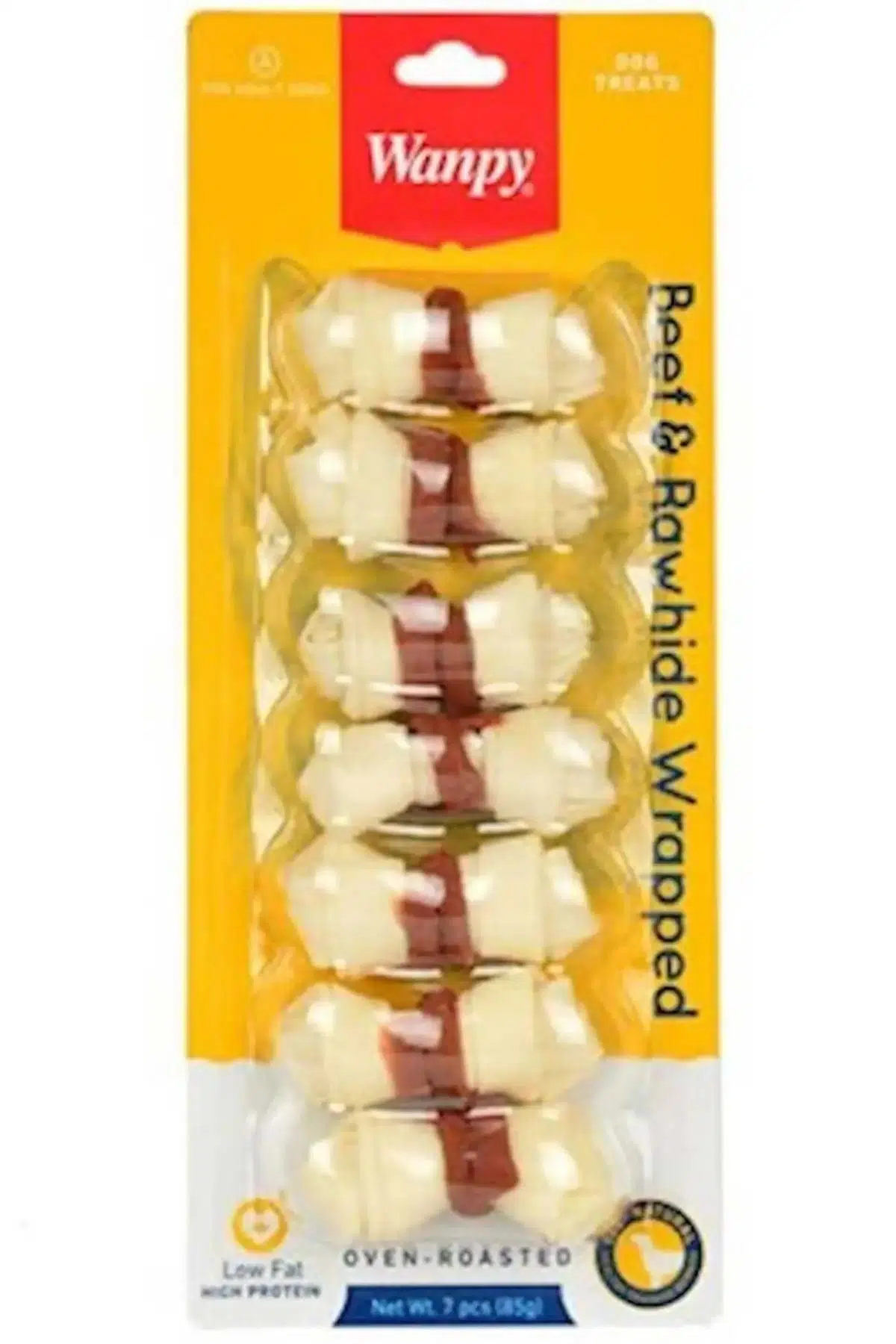 Wanpy Köpek Kemiği Biftek Sargılı Düğüm Deri Köpek Ödülü 7 Adet 85 gr