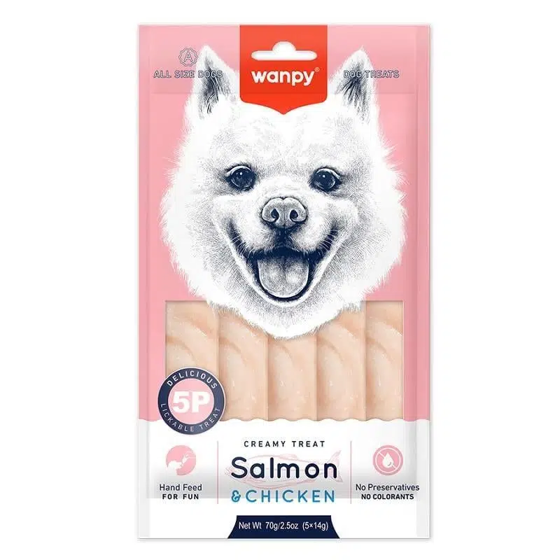 Wanpy Somonlu Tavuklu Sıvı Köpek Ödülü 5x14 gr